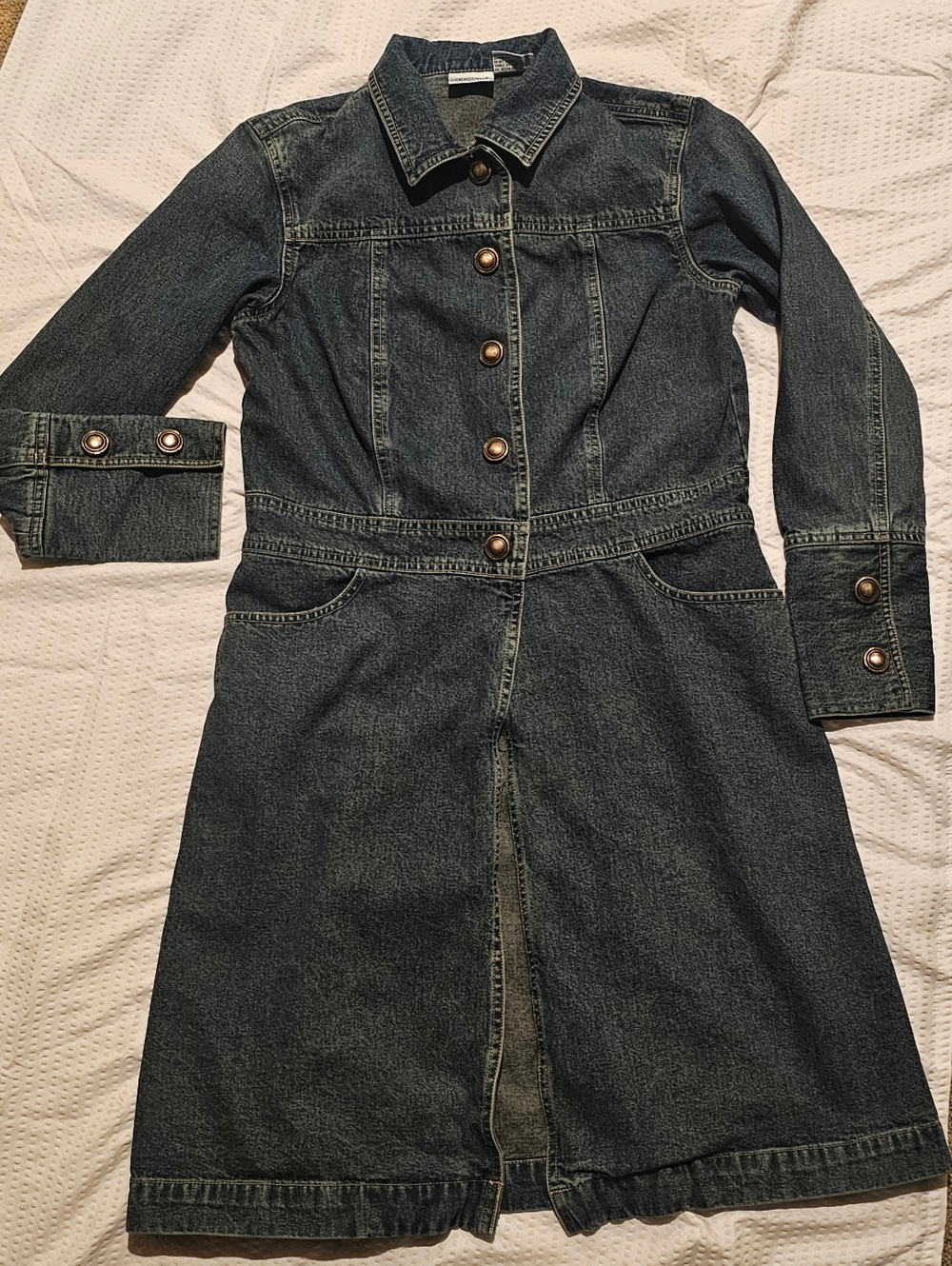 Vintage 2000s Y2K Jeanology Denim Duster Western Cowgirl Shirt Dress Size 4